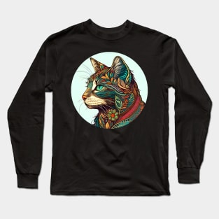 Cool Cat Hippy Beautiful - Cat Boho Lover Long Sleeve T-Shirt